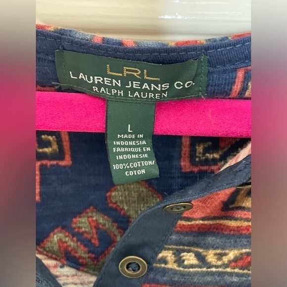 Vintage Ralph Lauren Jeans Co. Aztec Western Diamond Shaped Pearl Snaps Ladies L - Picture 8 of 8